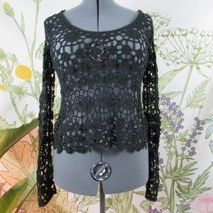 3/$15 Rue 21 Black Crochet Top